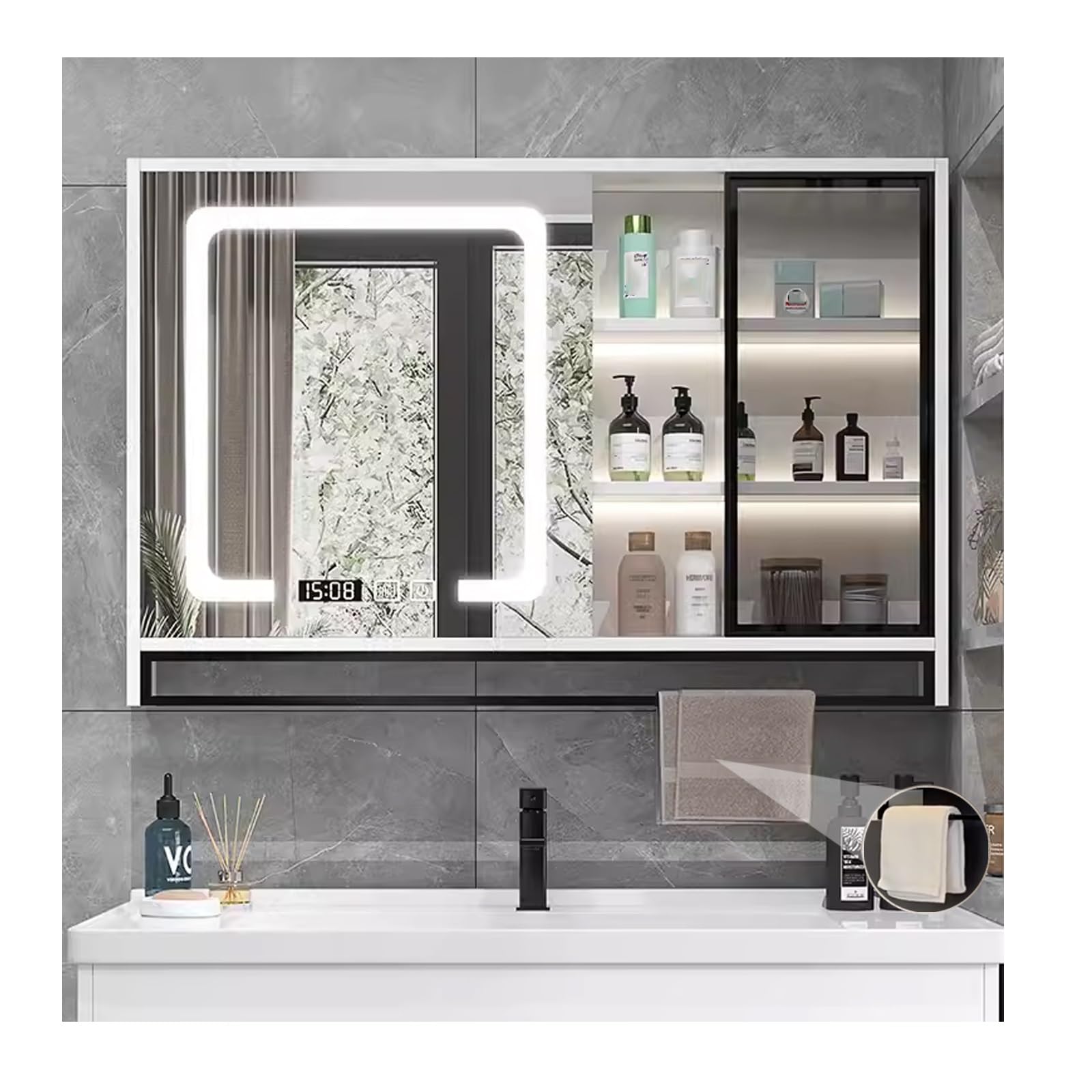 Amazon.com: Mirror cabinet for bathroom , LED Bathroom Mirror with